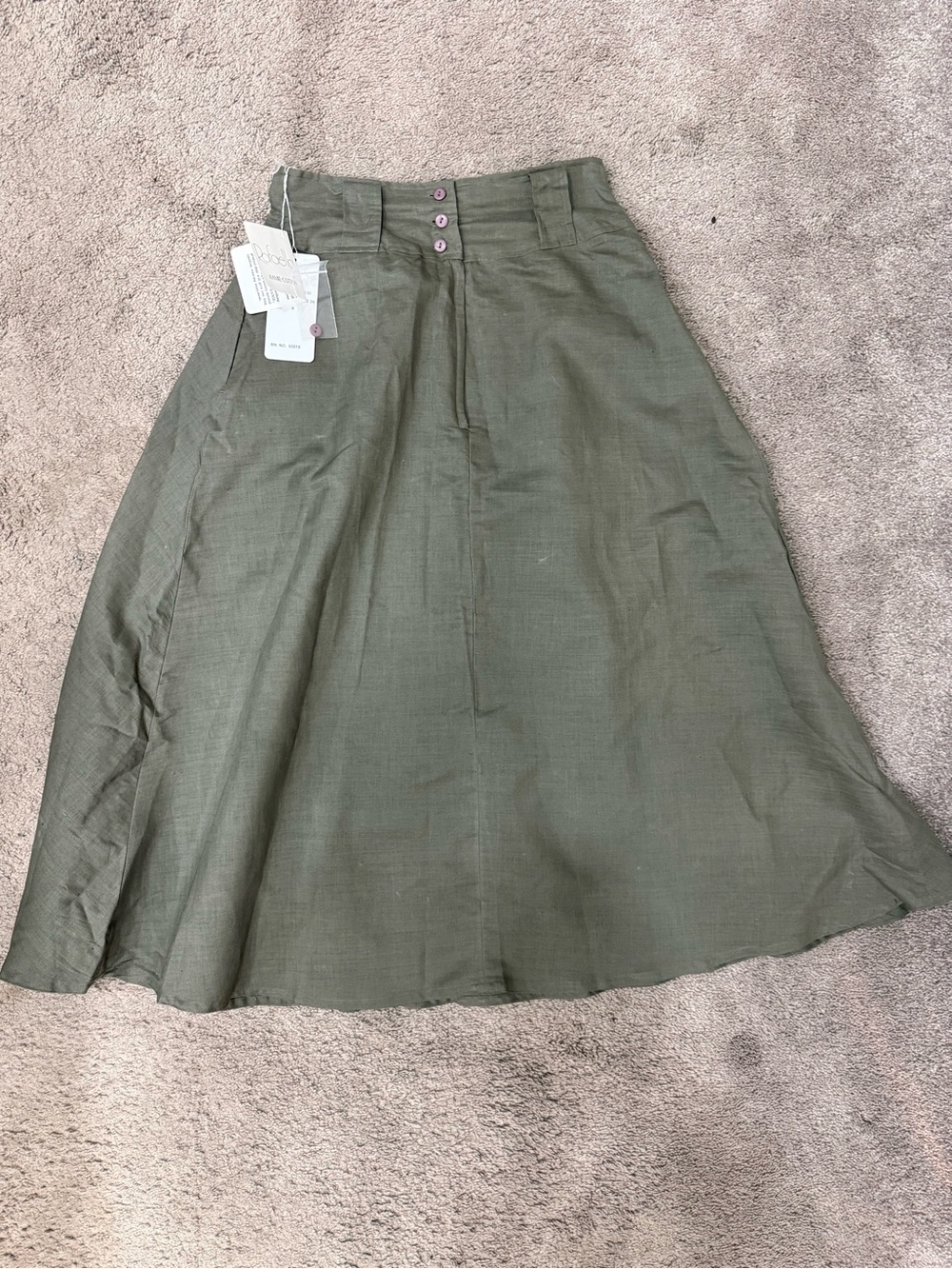 Rafaella Olive Green A-Line Midi Skirt - Picture 1 of 8
